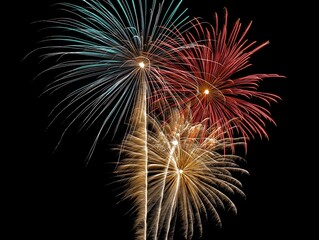 Fototapeta premium Spectacular fireworks display celebrating new year's eve city skyline nighttime