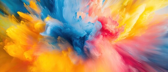 Obraz premium Bright swirls of blue, yellow, red, and orange blend together in a captivating display of color. The abstract composition evokes a sense of energy and movement, inspiring creativity.