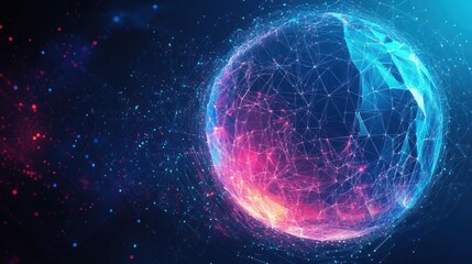 Obraz premium Abstract Digital Globe: Network Connections and Global Communication