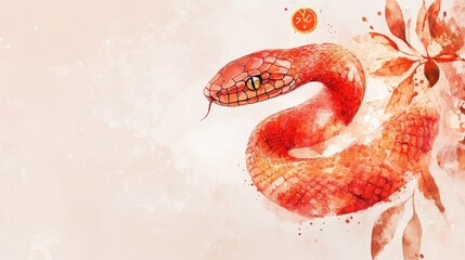 Obraz premium Happy Chinese New Year 2025,Year of the snake zodiac sign,Snake illustration and design,Asian elements gold paper cut style,Lunar new year concept,New Year card 2025.