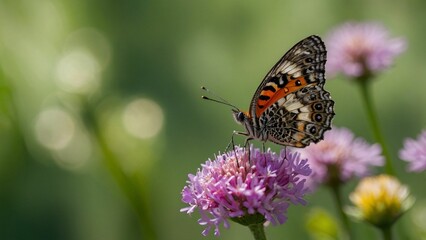 Obraz premium Vibrant Butterfly on Pink Flower Macro Photography