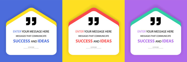 Bubble quote frame banner, Testimonial social media post template isolated on background. Speech bubbles and text box with copyspace. infographic Vector Illustration.