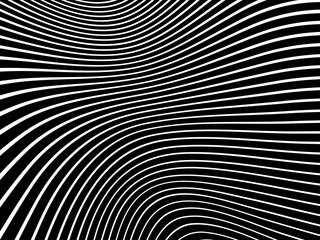 Black background with white abstract line pattern. Modern abstract background.