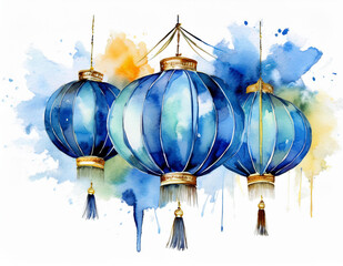 Ramadan Mubarak Watercolor illustration 