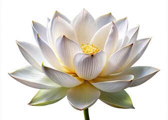Water Lily Flower Isolated, White Background,  High-Resolution Food Photography,  Beautiful Lotus Blossom,  Pure White Water Lily