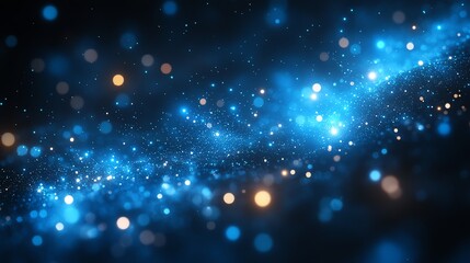 Fototapeta premium A mesmerizing galaxy of blue and golden lights twinkling in the cosmic expanse.