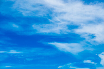 Panorama of cloud clear sky background for summer vacation concept at ocean and summer sea water with sunlight of beautiful cloudy	
