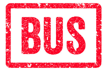 Bus Stamp Transparent Seal, Red Grunge Bus Word Rubber Stamp Seal © BORN