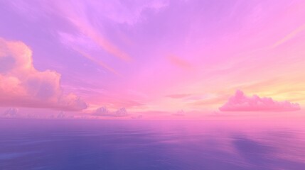 Fototapeta premium Dreamy pink and purple sunset over a calm ocean. Serene and peaceful colors.