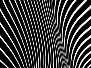 Black background with white abstract line pattern. Modern abstract background.