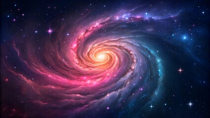 Fantasy Universe Galaxy with Bright Nebulae