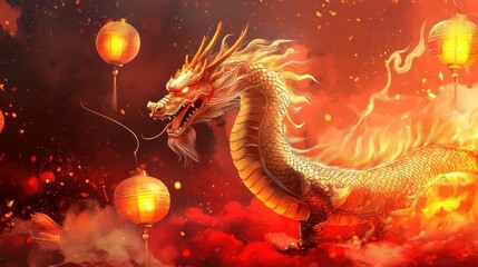 Chinese new year 2025 concept,Red snake flat lay top view, Happy Chinese new year with Red envelope and gold ingot,blessing, wealth on red background with copy space for your text.