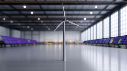 Obraz premium Wind Turbine Solar Panels in Modern Facility