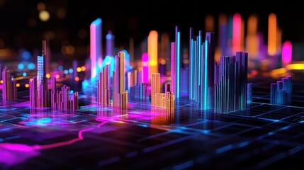 Obraz premium Neon Cityscape - Digital Metropolis