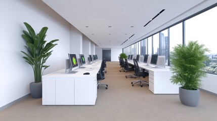 Modern Office Space Interior Design with City View