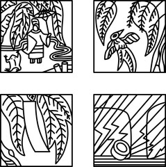 11月のシンプル正方形花札アイコンセット