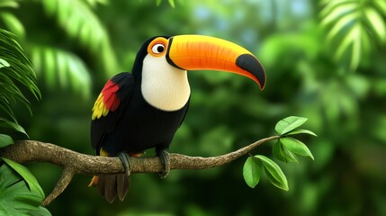 Naklejka premium Toucan Bird Tropical Rainforest Wildlife Jungle Exotic Nature