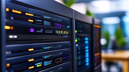 Naklejka premium Server Rack Data Center Technology Network Connection