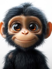 Cute chimpanzee on simple background