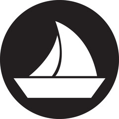 Sailboat icon. Ship or vessel vector in trendy flat style. Nautical symbol, marine logo design element. Perfect for travel, adventure and nautical themed projects isolated on transparent background.