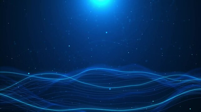 Cyberspace Big Data Digital Business Hi tech matrix Tunnel, binary code Futuristic flight line landscape waves, dust particle big data connection technology Sci fi internet of things wireframe. matrix