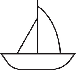 Sailboat icon. Ship or vessel vector in trendy line style. Nautical symbol, marine logo design element. Perfect for travel, adventure and nautical themed projects isolated on transparent background.