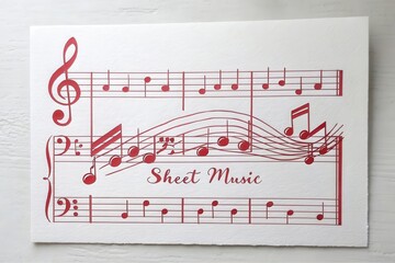 Elegant Red Musical Notation Print A Decorative Sheet Music Design