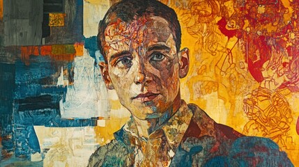 Fototapeta premium Abstract Portrait of a Man in a Blue Jacket