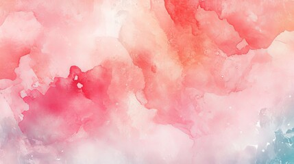 Fototapeta premium Vibrant paper art invitation template featuring colorful coral watercolor background with soft pink tones, ideal for wallpaper, artistic designs, and grunge-textured projects