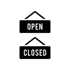 Open or closed in signboard on transparent background. Vector.
