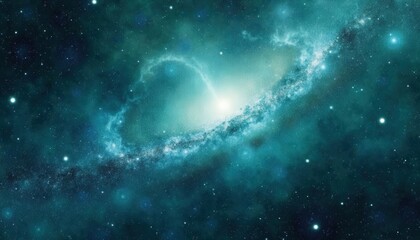 Fototapeta premium Teal Nebula: Cosmic Heart-Shaped Galaxy 