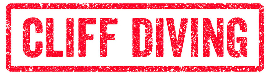 Cliff Diving Stamp Transparent Seal, Red Grunge Cliff Diving Word Rubber Stamp Seal