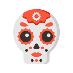 Sugar Skull Icon Illustration with bright color palette in flat design style. Perfect for Mexican-themed designs or celebrations
