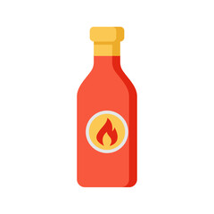 Hot Sauce Bottle Icon Illustration with bright color palette in flat design style. Perfect for Mexican-themed designs or celebrations
