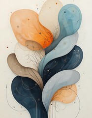 Obraz premium Soft, overlapping organic shapes with hand-drawn details