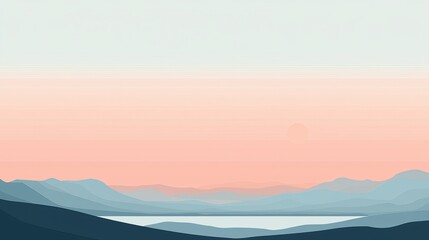 Serene Flat Landscape Illustration at Dawn