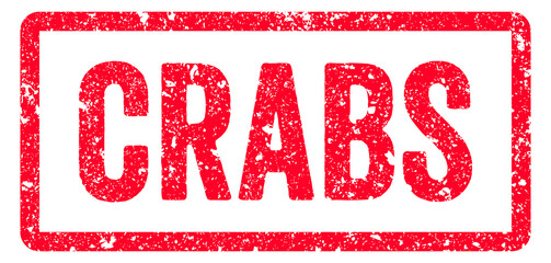 Crabs Stamp Transparent Seal, Red Grunge Crabs Word Rubber Stamp Seal