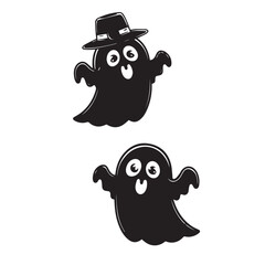 cute-ghost-vector-2, Halloween Ghost Clipart Set with Witch Hats for Kids Designs