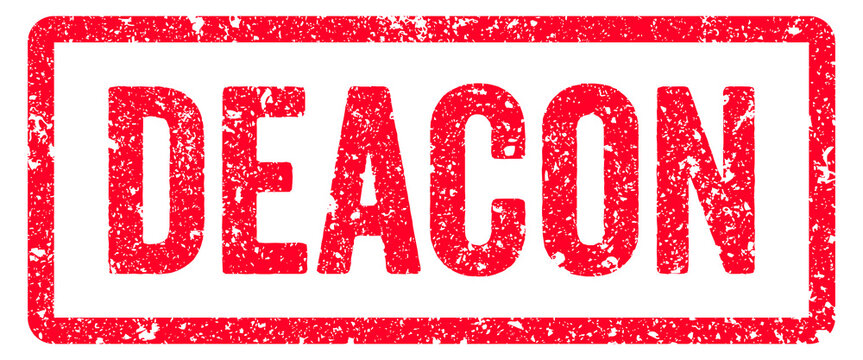 Deacon Stamp Transparent Seal, Red Grunge Deacon Word Rubber Stamp Seal