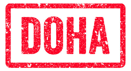 Doha Stamp Transparent Seal, Red Grunge Doha Word Rubber Stamp Seal