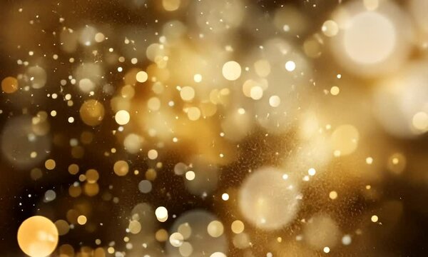 Fond dor&eacute;, mordor&eacute; lumineux avec effet bokeh scintillant, ambiance festive pour No&euml;l, Nouvel An ou autres c&eacute;l&eacute;brations