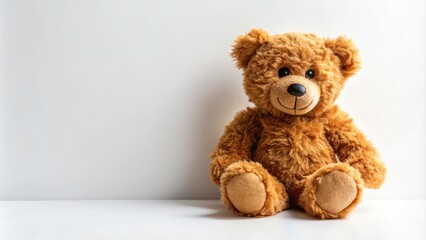 Obraz premium Adorable Brown Teddy Bear on White Background - Perfect for Children's Decor, Gifts, and Photography Needs