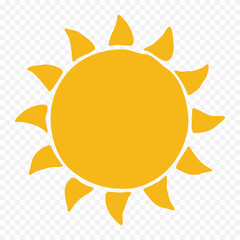 Hand draw cute sun illustration on white background