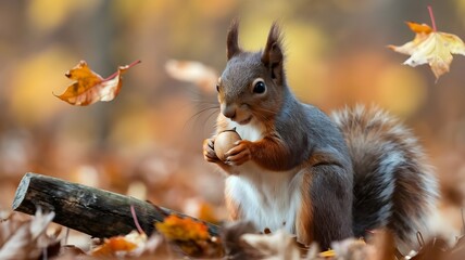 Obraz premium squirrel eating nut