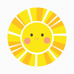 Hand draw cute sun illustration on white background