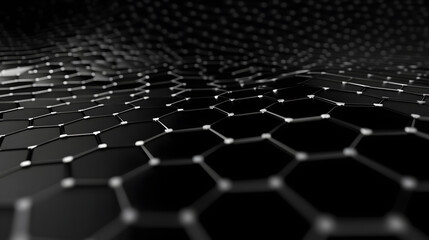 Fototapeta premium Network connection concept black background vector illustration. Futuristic hexagon perspective wide angle lanscape. Futuristic honeycomb concept. 3d landscape. Big data digital background