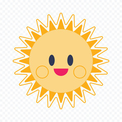 Hand draw cute sun illustration on white background