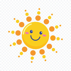 Hand draw cute sun illustration on white background