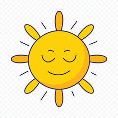 Hand draw cute sun illustration on white background