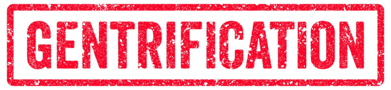 Gentrification Stamp Transparent Seal, Red Grunge Gentrification Word Rubber Stamp Seal